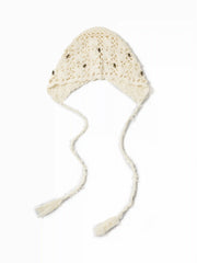 FLOWER KNITTED FRINGED HAT