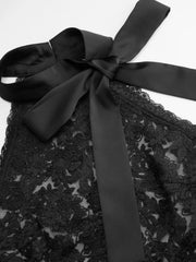 Cotton-blend Lace Halter Neckline Bowknot Top & Bandeau