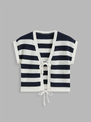 Knit Striped Knotted Vest