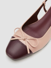 TWO-TONE BOW SLINGBACK MARY JANE FLATS