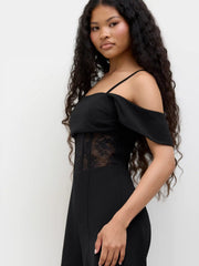 Square Neck Lace Corset Cami Wide Leg Jumpsuit