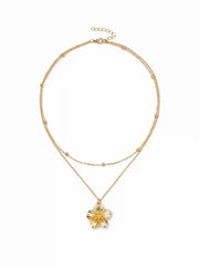 FLOWER PENDANT LAYERED NECKLACE