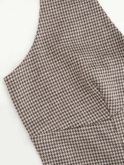 Houndstooth Halter Neckline A-line Mini Dress With Belt