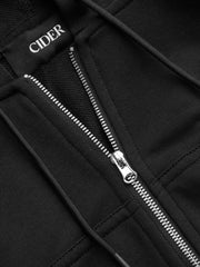 Terry Solid Zipper Oversized Hoodie
