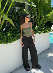 Drawstring Pull-On Wide Leg Pant