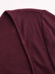 Square Neck Solid Lace Trim Ruched Long Sleeve Tee