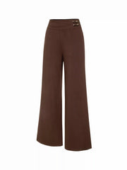 Mid Rise Metal Detail Straight Leg Trousers