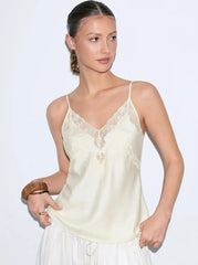 Satin V-neck Lace Cami Blouse