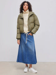 Stand Collar Solid Pocket Puffer