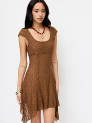 Scoop Neckline Asymmetrical Hem A-line Mini Dress