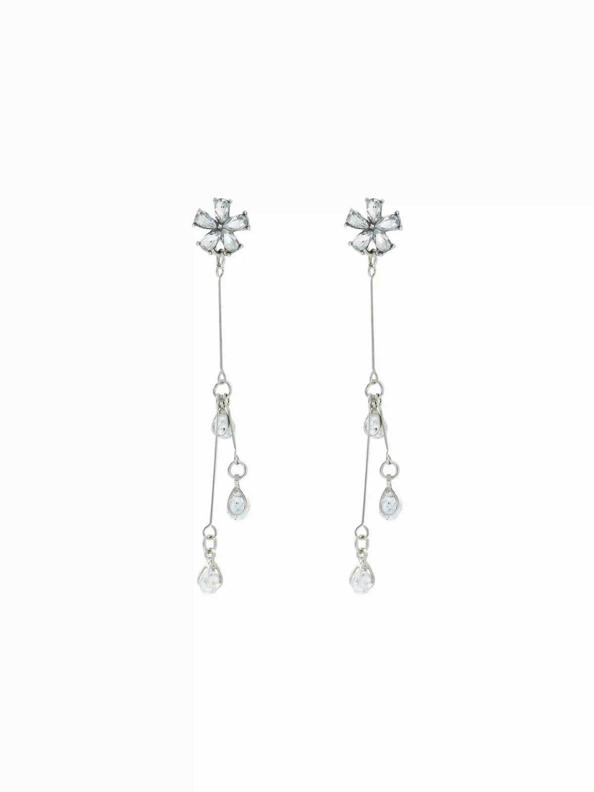 FLOWER & RHINESTONE DROP EARRINGS