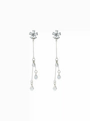 FLOWER & RHINESTONE DROP EARRINGS