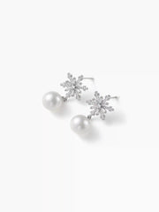 Snowflake Pattern Drop Earrings