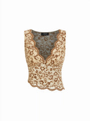 Lace Floral V-neck Top