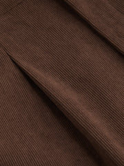Corduroy High Rise Solid Pleated Double Button Pocket Wide Leg Trousers
