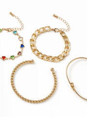 4 PCS HEART & TWIST & KNOT BRACELETS SET