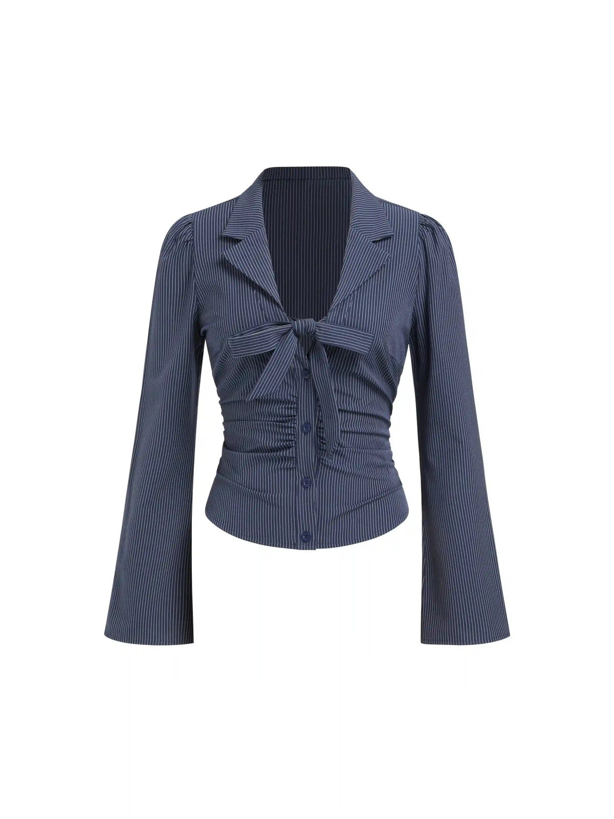 Stripe V-neck Bowknot Blouse