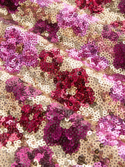 Floral Sequin Scoop Neckline Split Mini Dress