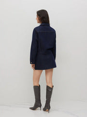 Denim Collar Button Jacket