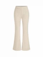 Terry Long Sleeve Top With Belt With Tank Crop Top & High Rise Flared Trousers Loungewear Set