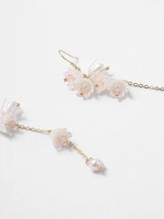 Flower Design Faux Pearl Drop Earrings