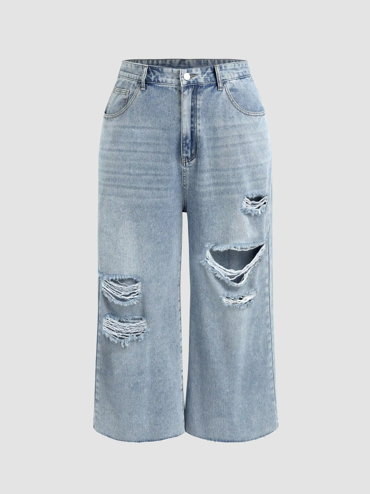 High Waist Ripped Straight Leg Jeans Curve & Plus