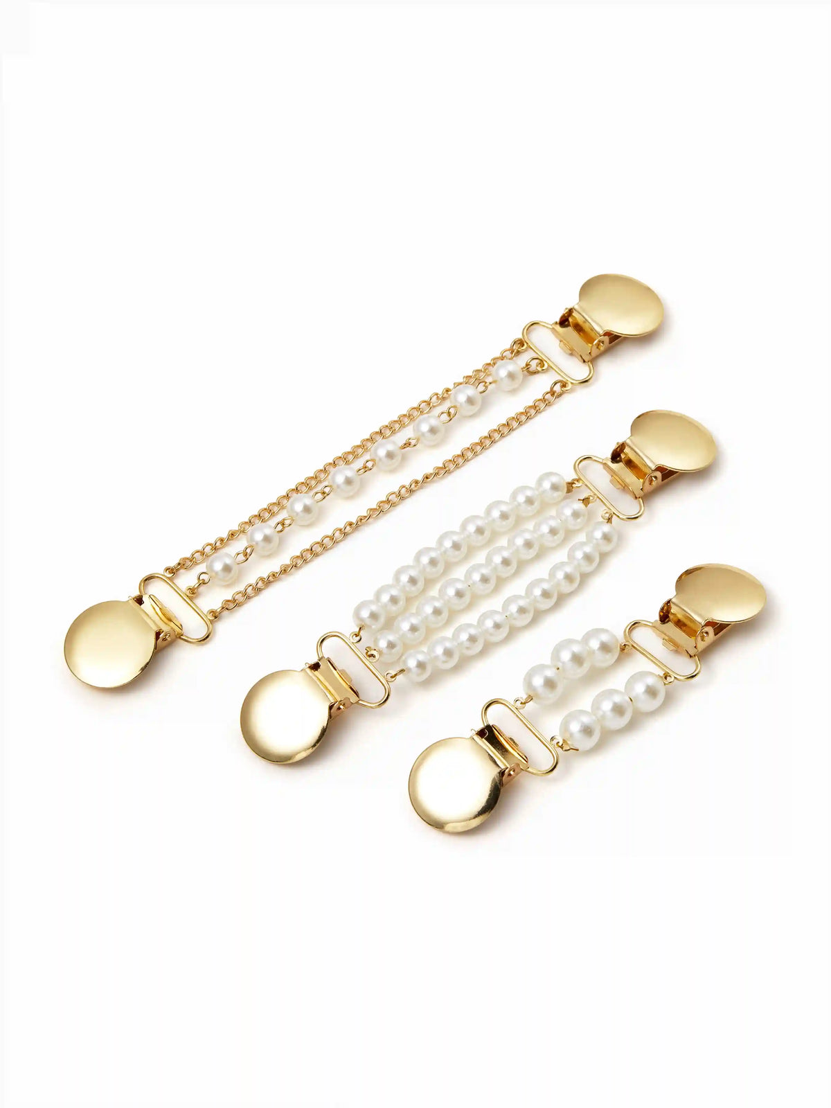 3PCS FAUX PEARL BEADED SWEATER CLIP