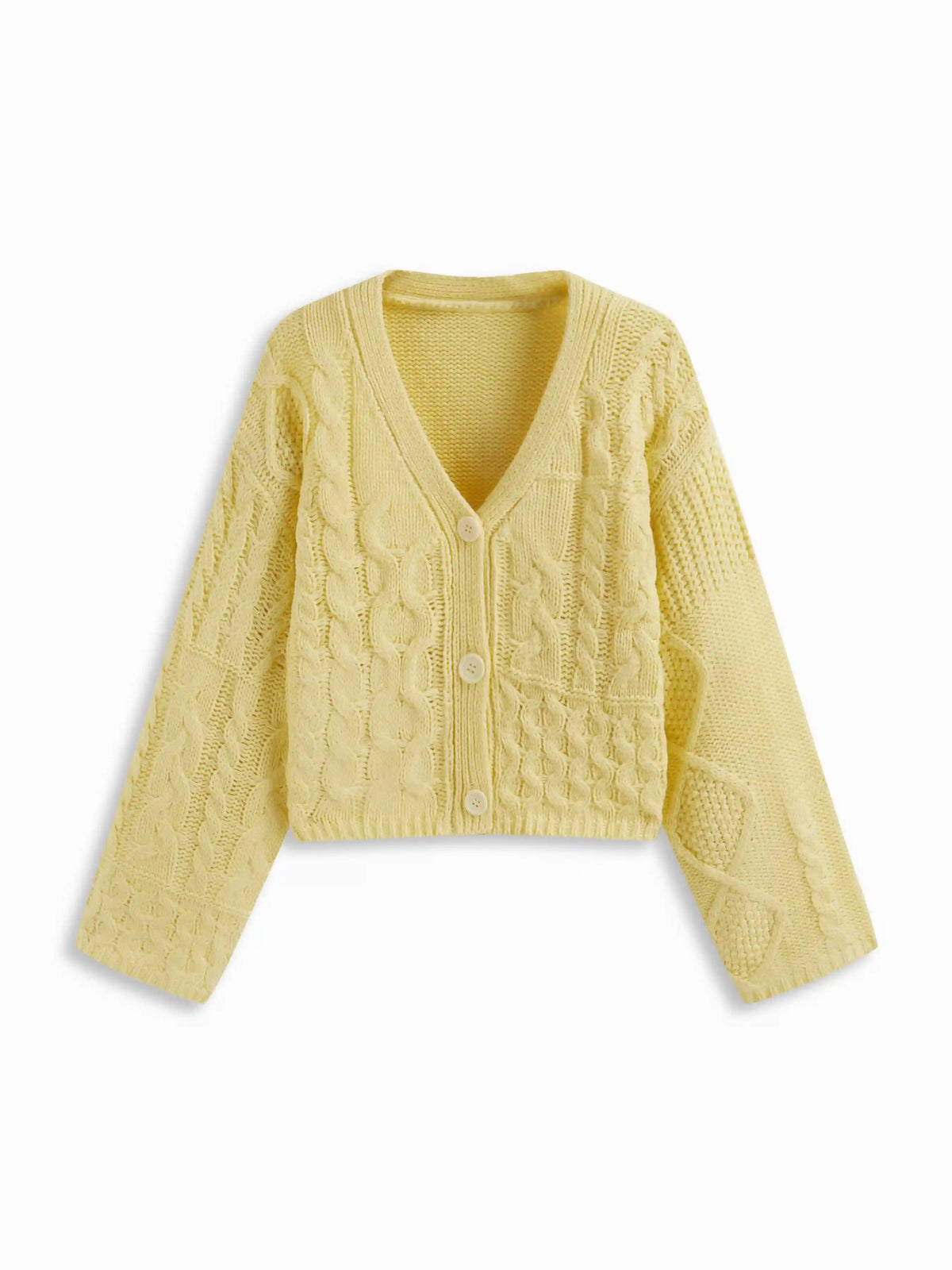 Cable Knit V-neck Button Oversized Cardigan