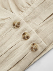 V-neck Ruched Button Corset Solid Tank Top