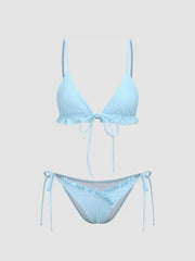 Asymmetrical Ruched Knotted Bikini Swimsuit