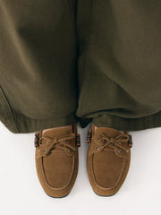 FAUX SUEDE BOWKNOT DECOR BEADED  LOAFERS