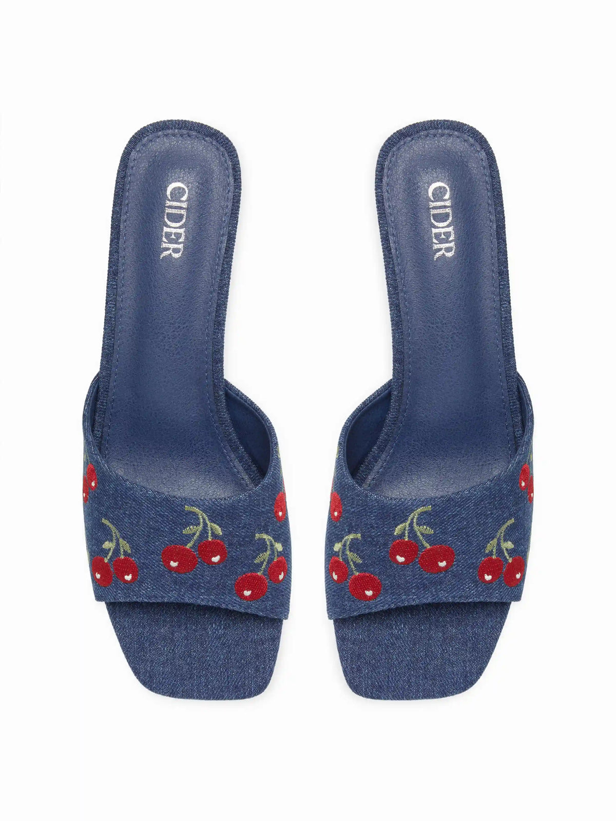 CHERRY PATTERN CHUNKY HEELED SANDALS