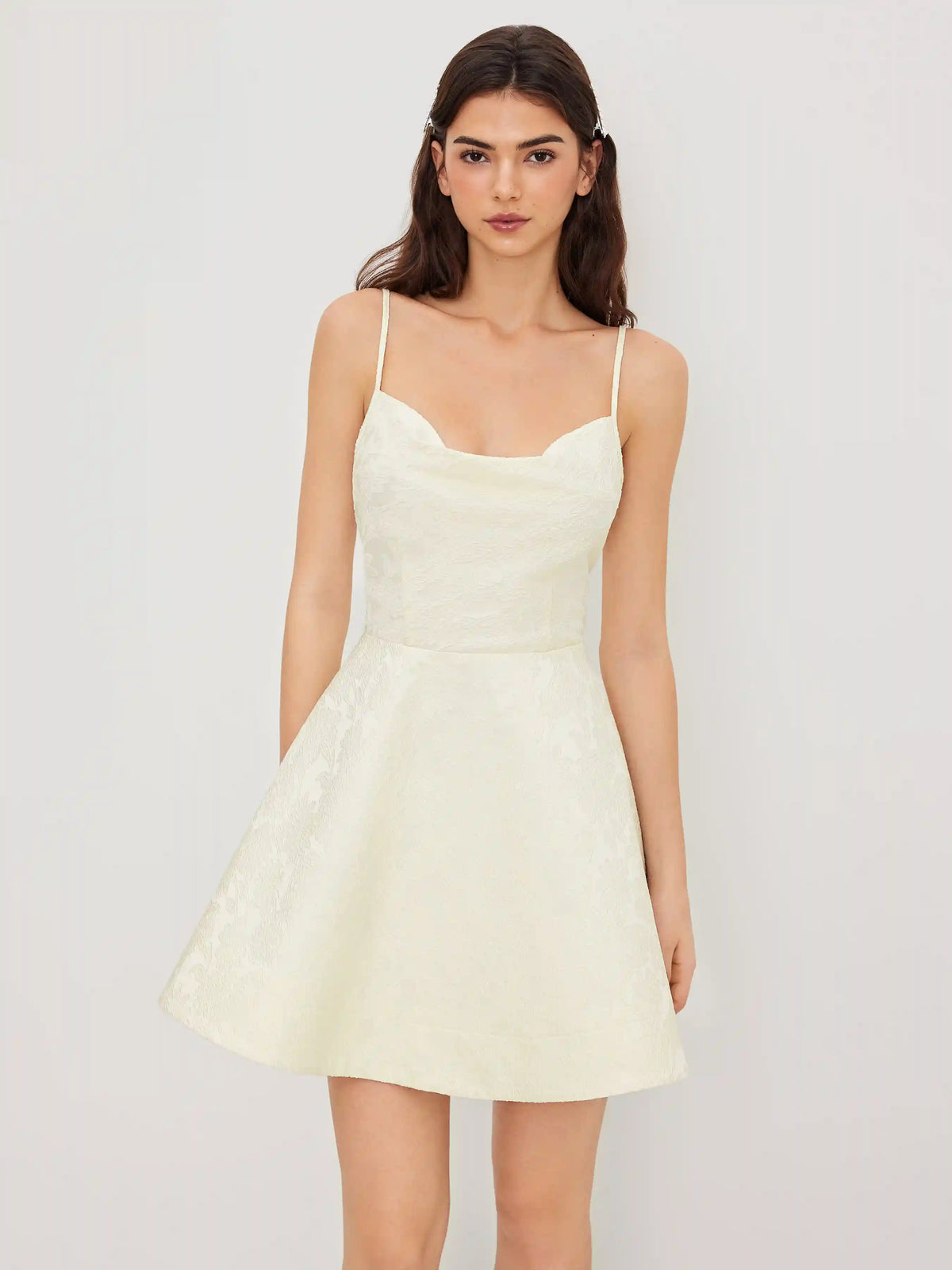 Cowl Neck Floral Lace Up Knotted Mini Dress