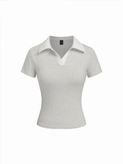 Cotton-blend Polo Neck Stripe Tee