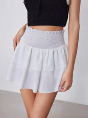 Shirred Ruffle Tiered Skort
