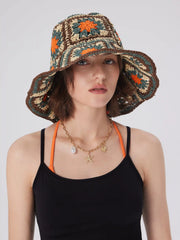 FLOWER WOVEN BUCKET HAT