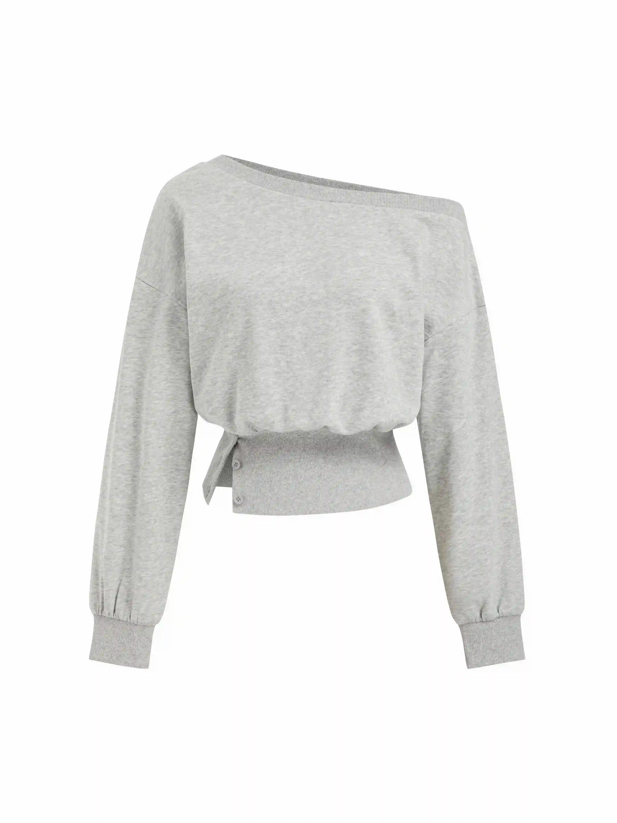 Cotton-blend Asymmetrical Neck Sweatshirt