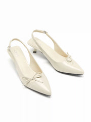 BOWKNOT POINTED TOE SLINGBACK HEELS