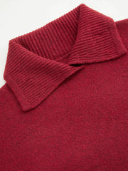 Knit Wool-blend Funnel Neck Pocket Button Oversized Sweater