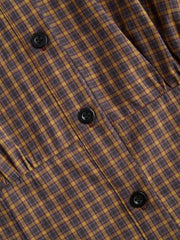 Cotton-blend Plaid Collar Lettuce Trim Layered Sleeve Shirt