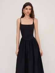 Cotton Linen Scoop Neckline Broderie Anglaise Ruffle Maxi Dress