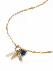 FISH & FAUX PEARL STAINLESS STEEL PENDANT NECKLACE