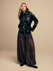 Chiffon Leopard Loose Fit Balloon Pants