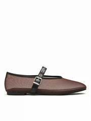 ADJUSTABLE STRAP MESH MARY JANE FLATS