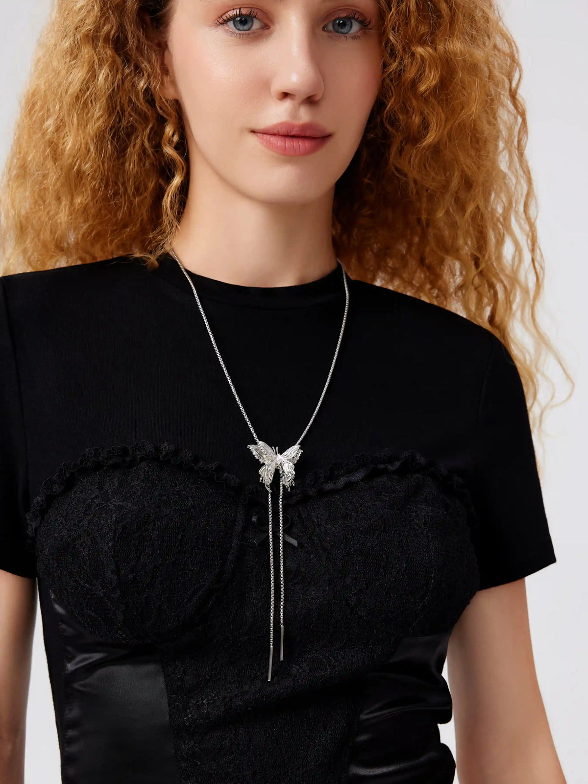 Butterfly Medal Long Necklace