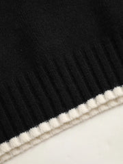 Round Neckline Contrasting Binding Knitted Top