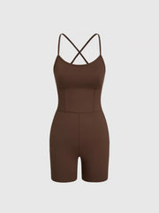CIDERAIRY™ Fabric Scoop Neckline Mid Rise Solid Active Romper