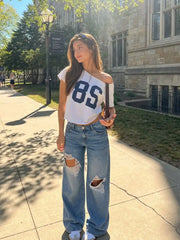 Denim Low Rise Cut Out Wide Leg Jeans