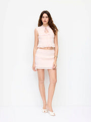 Textured Low Rise Ruched Tiered Mini Skirt