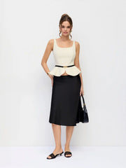 Scoop Neck Ruffled Peplum Tank Top With Belt